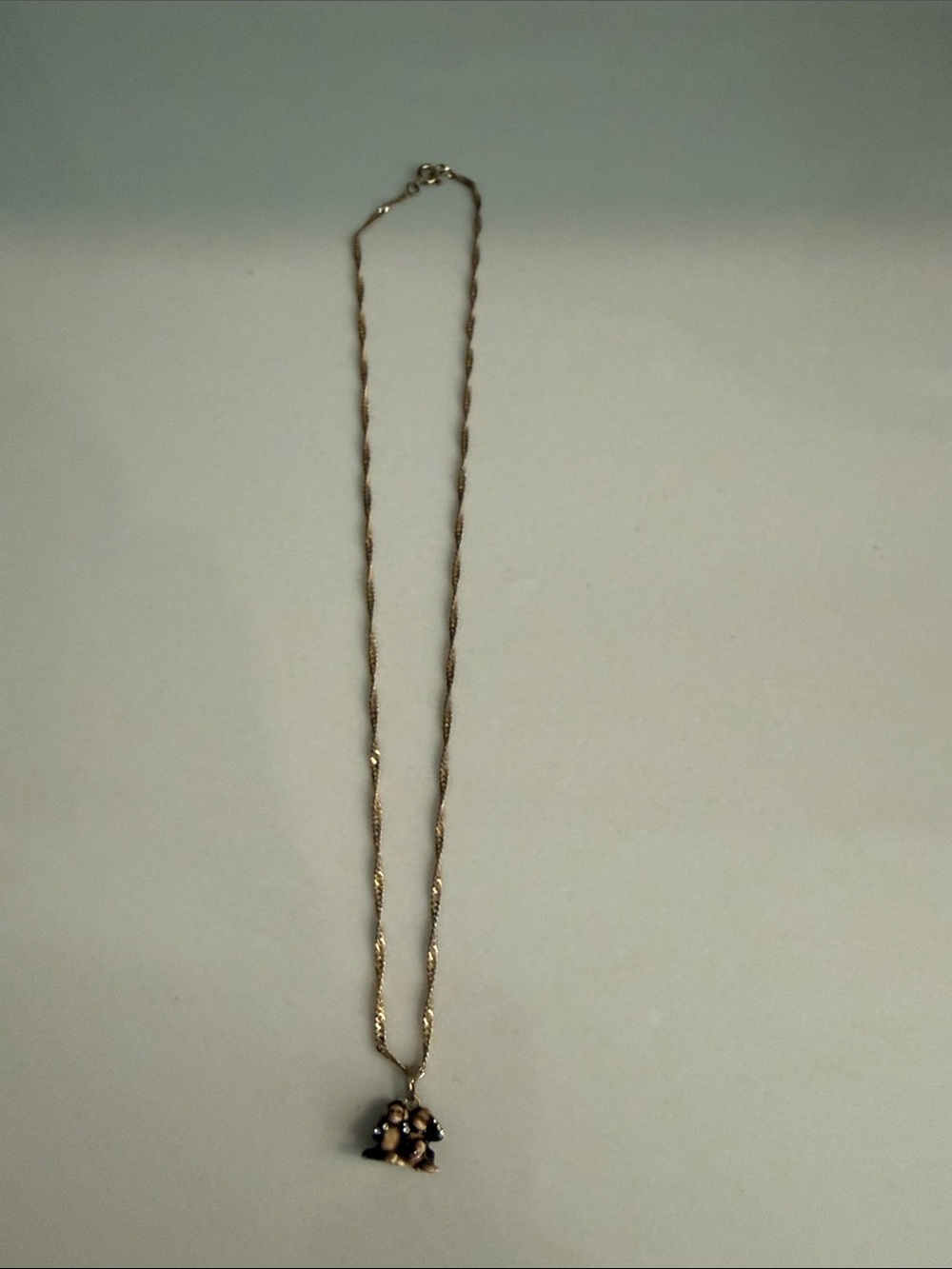 Gold-Tone Three Monkey Pendant Necklace with Austrian Crystals - Picture 4 of 4